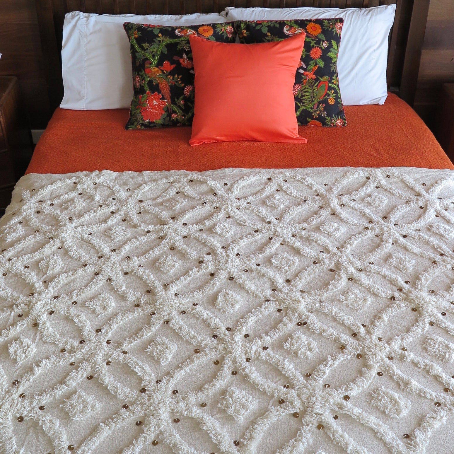 Moroccan Tufted Coin Bed Cover - Nomad Designs Online