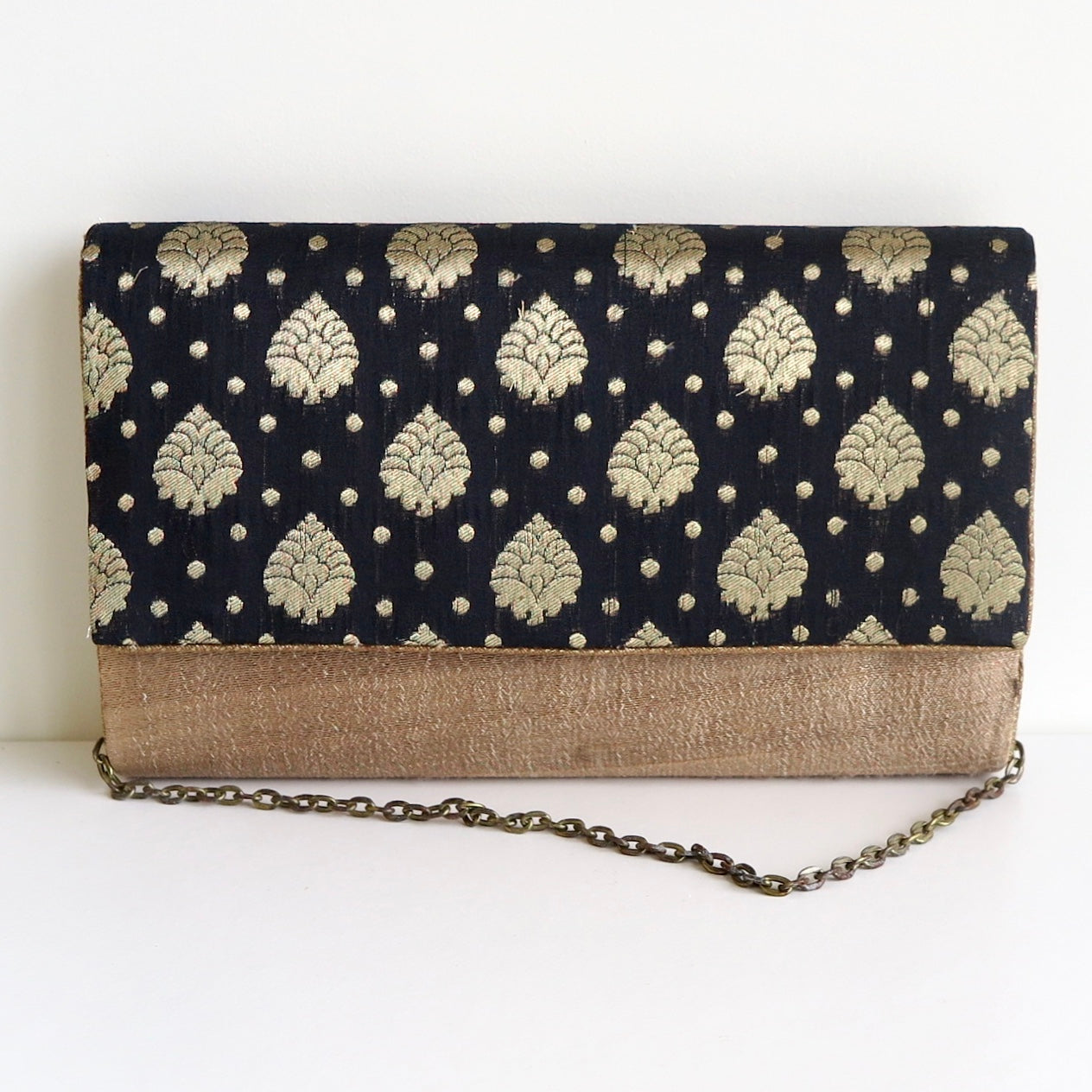 Black & Gold Silk Clutch - Nomad Designs Online