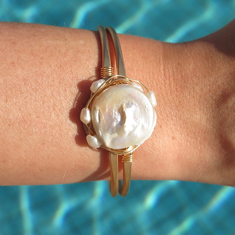 Freshwater Pearl & Gold Plated Bracelet - Nomad Designs Online