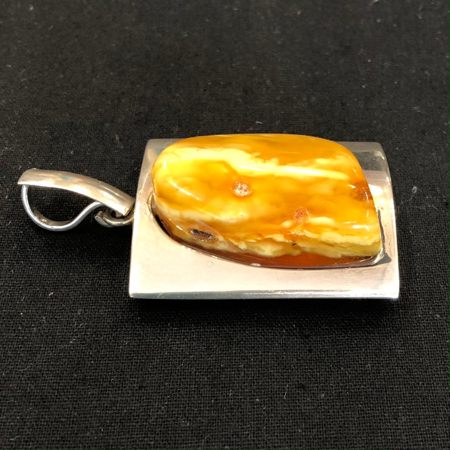 Amber and Silver Pendant - Nomad Designs Online